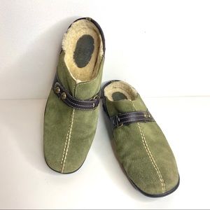 Cole Haan | Suede Clogs Green Fur Slip-on 9 B